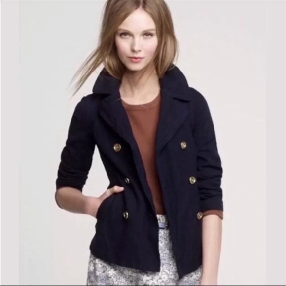 J. Crew Jackets & Blazers - J. Crew Indigo Cropped Pea Coat Jacket Chambray